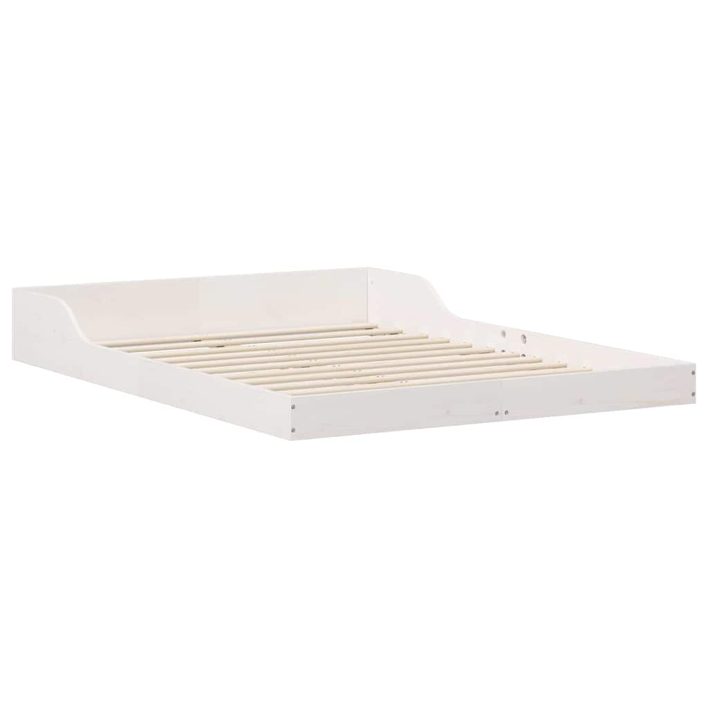 Bed Frame White 140 x 190 cm Solid Pine Wood