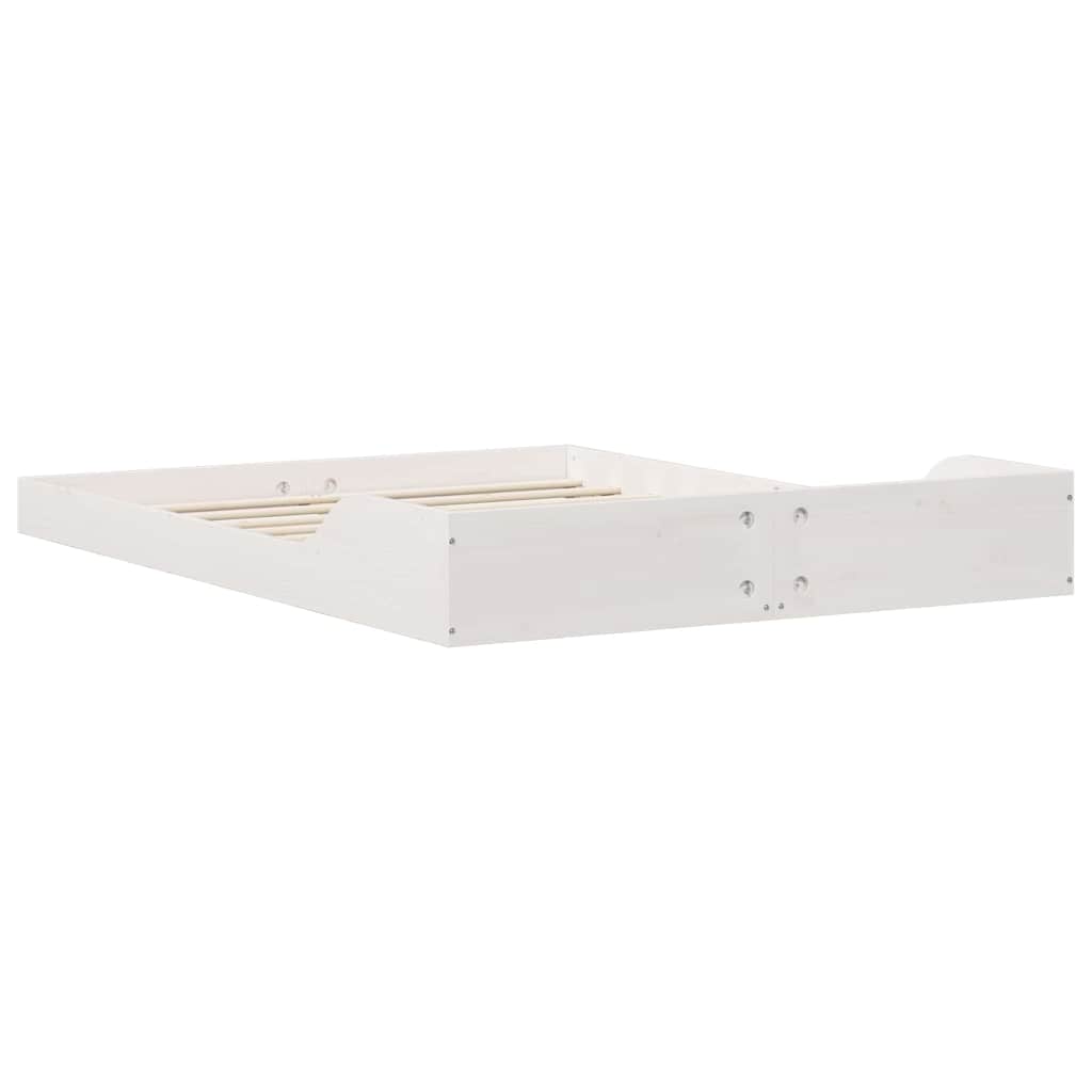 Bed Frame White 140 x 190 cm Solid Pine Wood