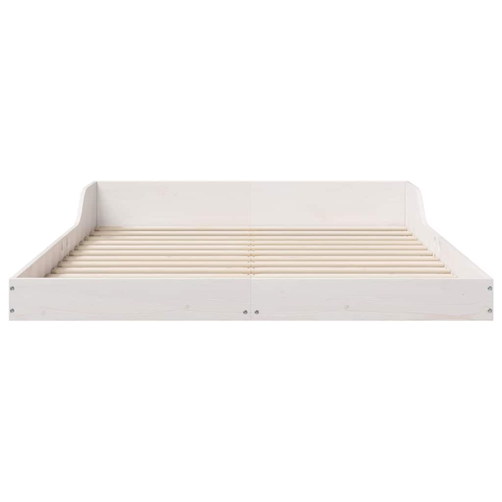 Bed Frame White 140 x 190 cm Solid Pine Wood