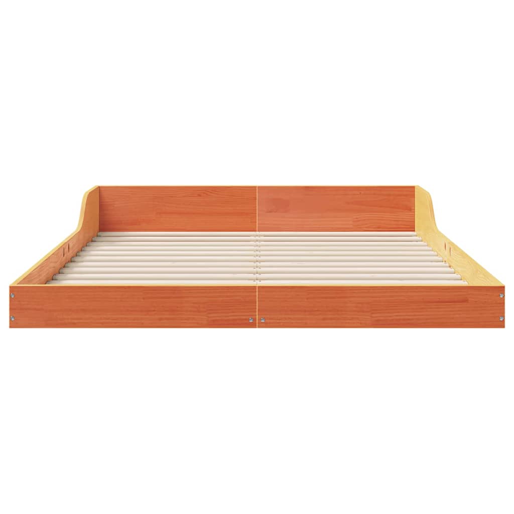 Bed Frame Wax Brown 135 x 190 cm Solid Pine Wood