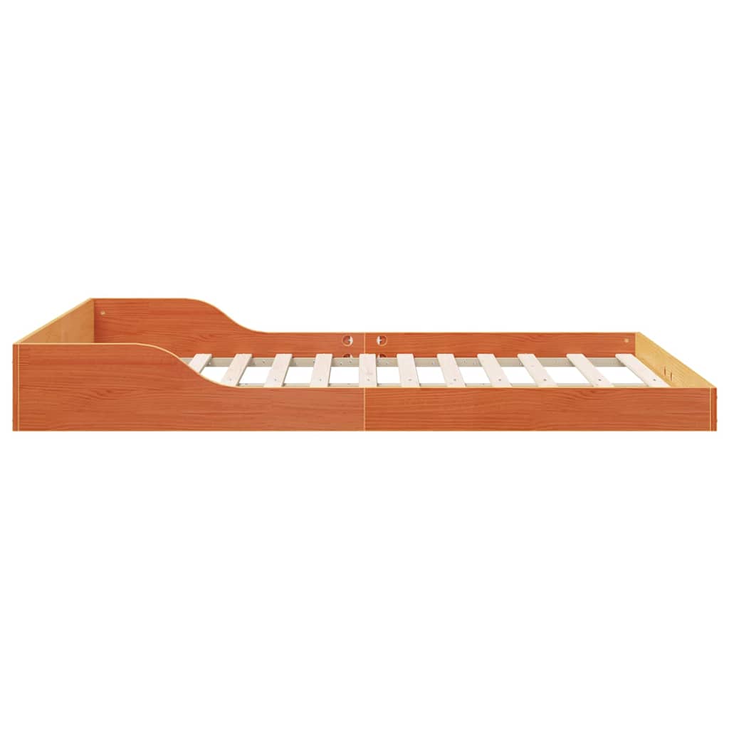 Bed Frame Wax Brown 135 x 190 cm Solid Pine Wood