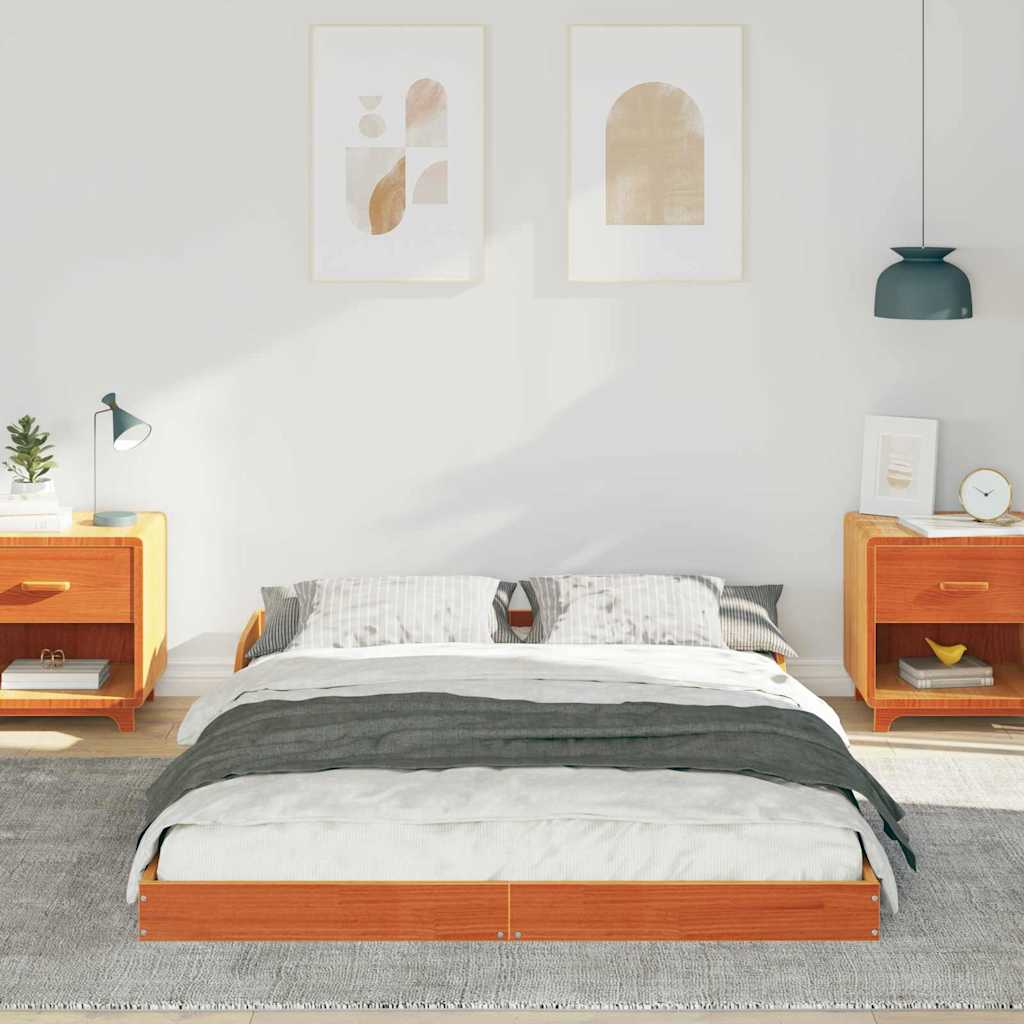 Bed Frame Wax Brown 120 x 190 cm Solid Pine Wood