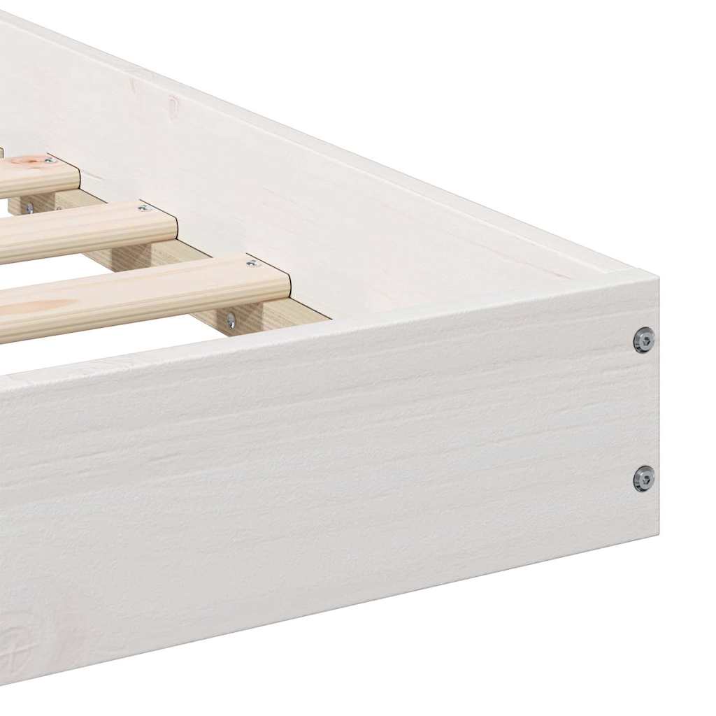 Bed Frame White 90 x 200 cm Solid Pine Wood