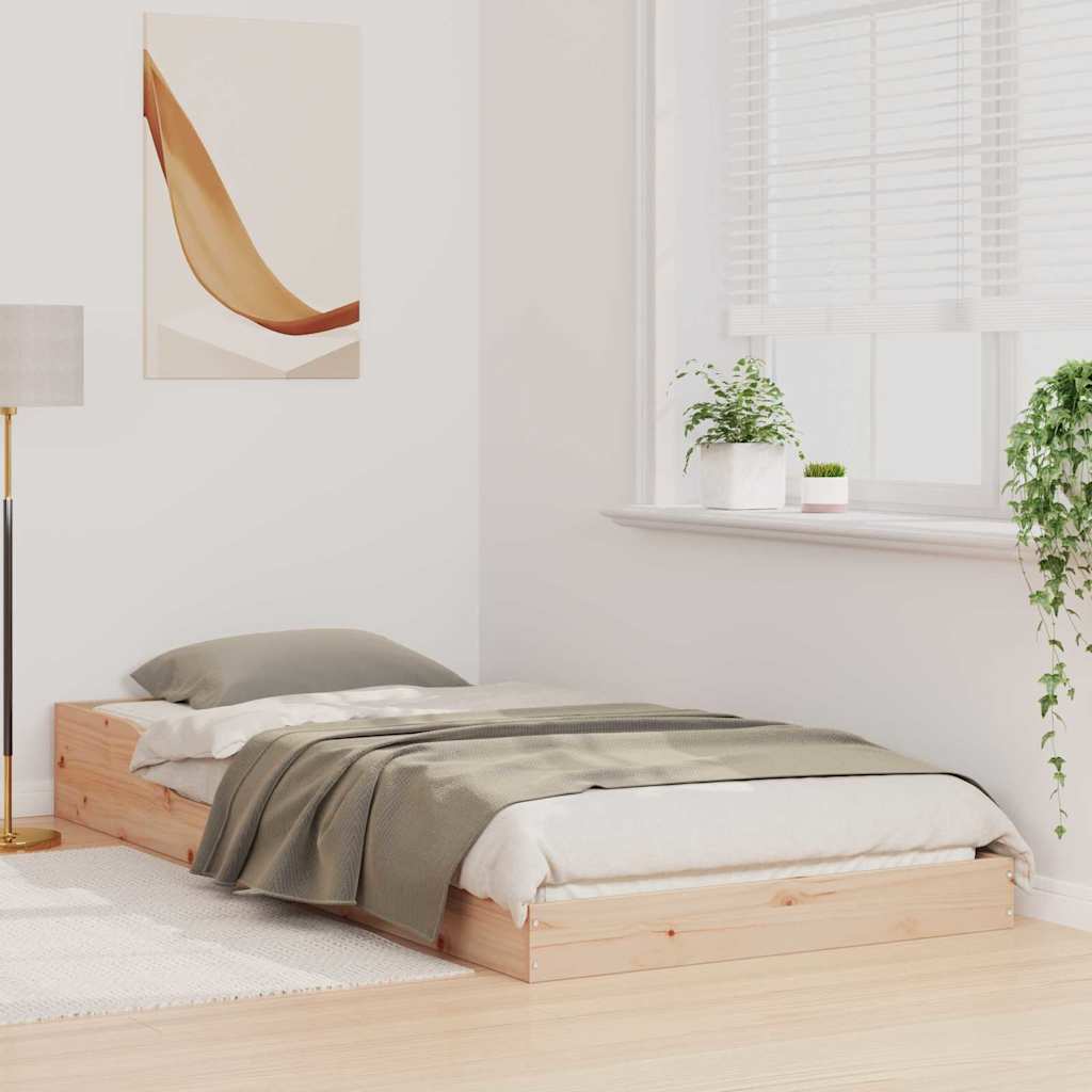 Bed Frame Natural 90 x 190 cm Solid Pine Wood
