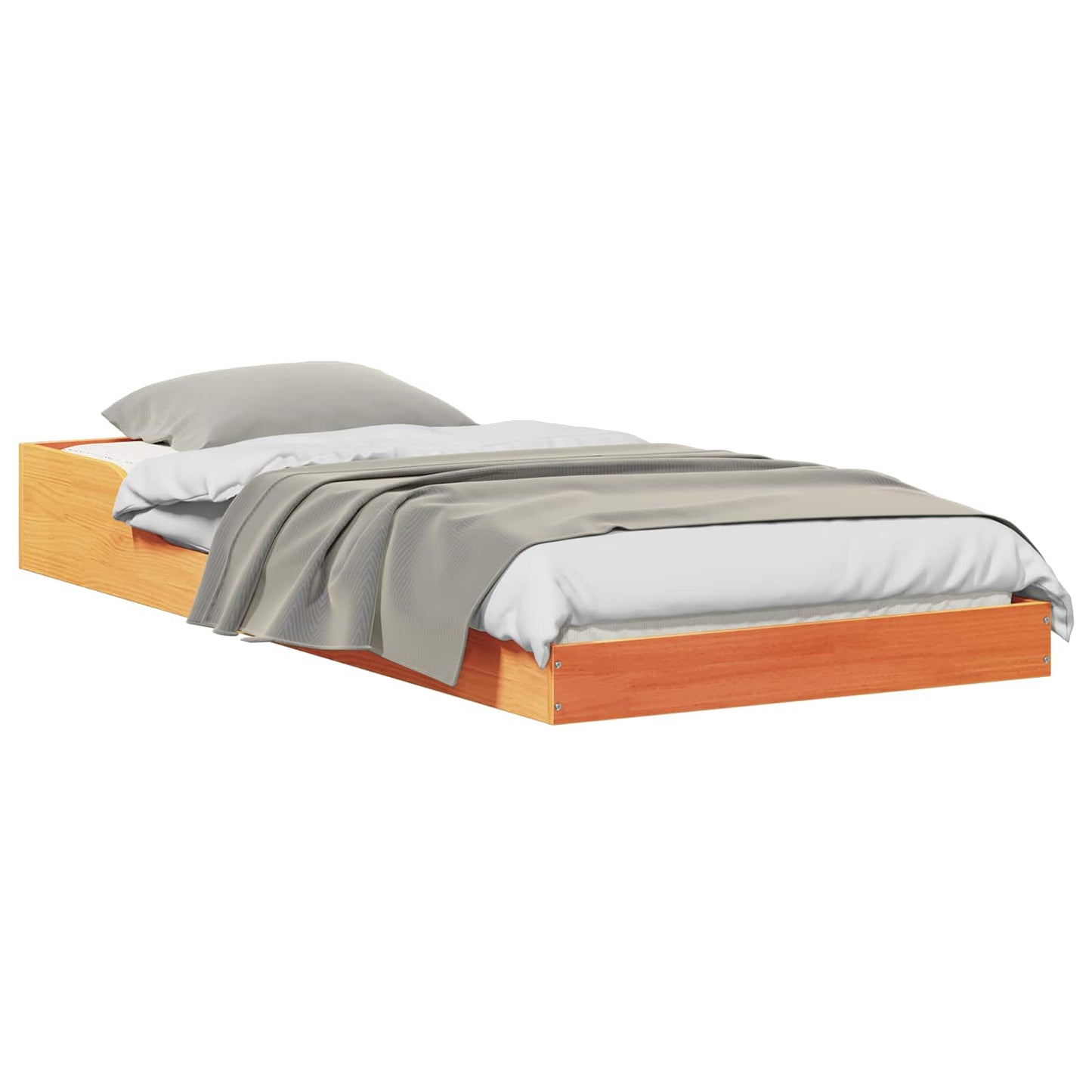 Bed Frame Wax Brown 90 x 210 cm Solid Pine Wood