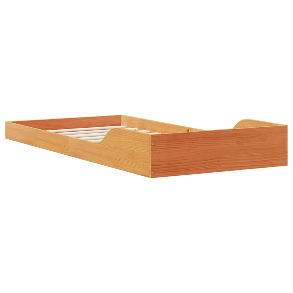 Bed Frame Wax Brown 90 x 210 cm Solid Pine Wood