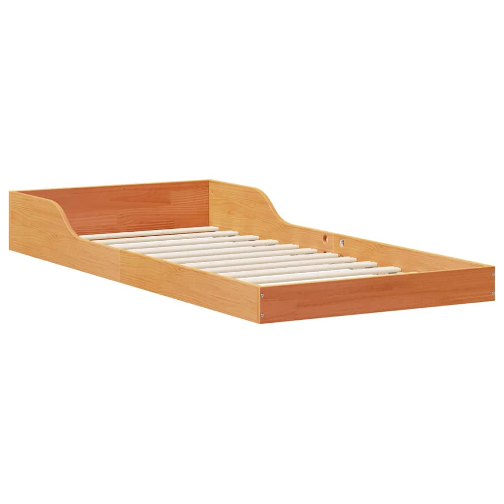 Bed Frame Wax Brown 100 x 210 cm Solid Pine Wood