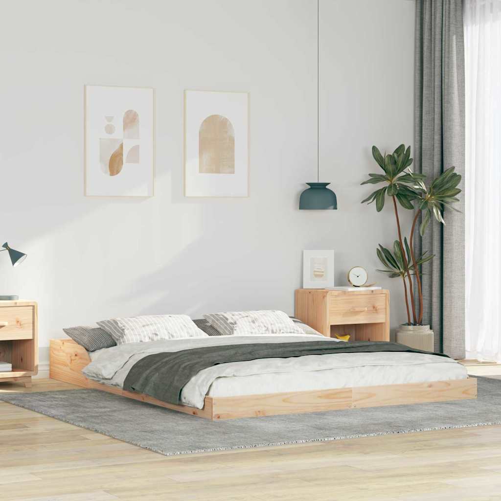 Bed Frame Brown 140 x 210 cm Solid Pine Wood