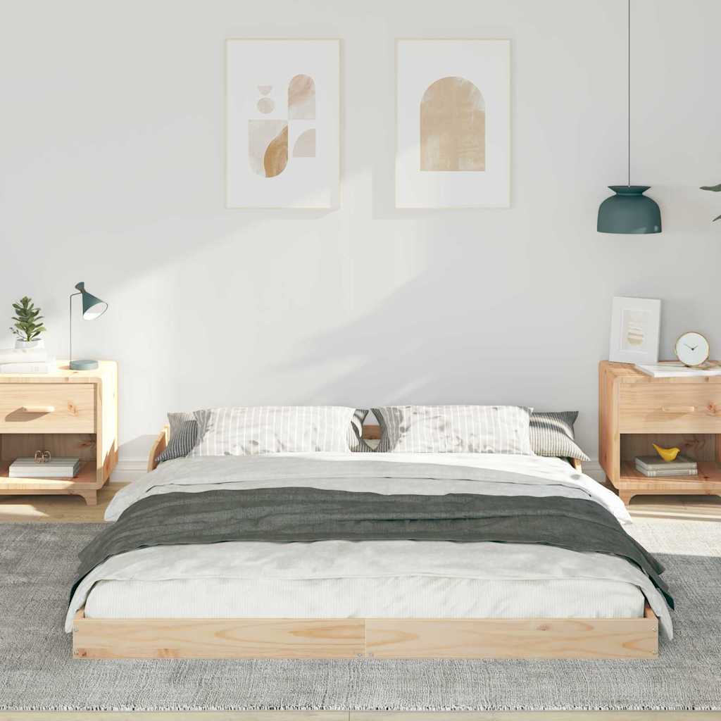 Bed Frame Brown 140 x 210 cm Solid Pine Wood