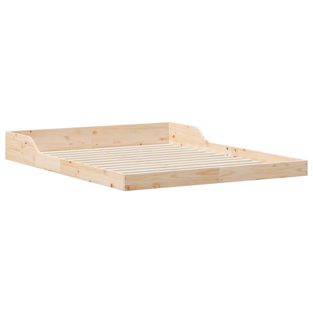 Bed Frame Brown 140 x 210 cm Solid Pine Wood