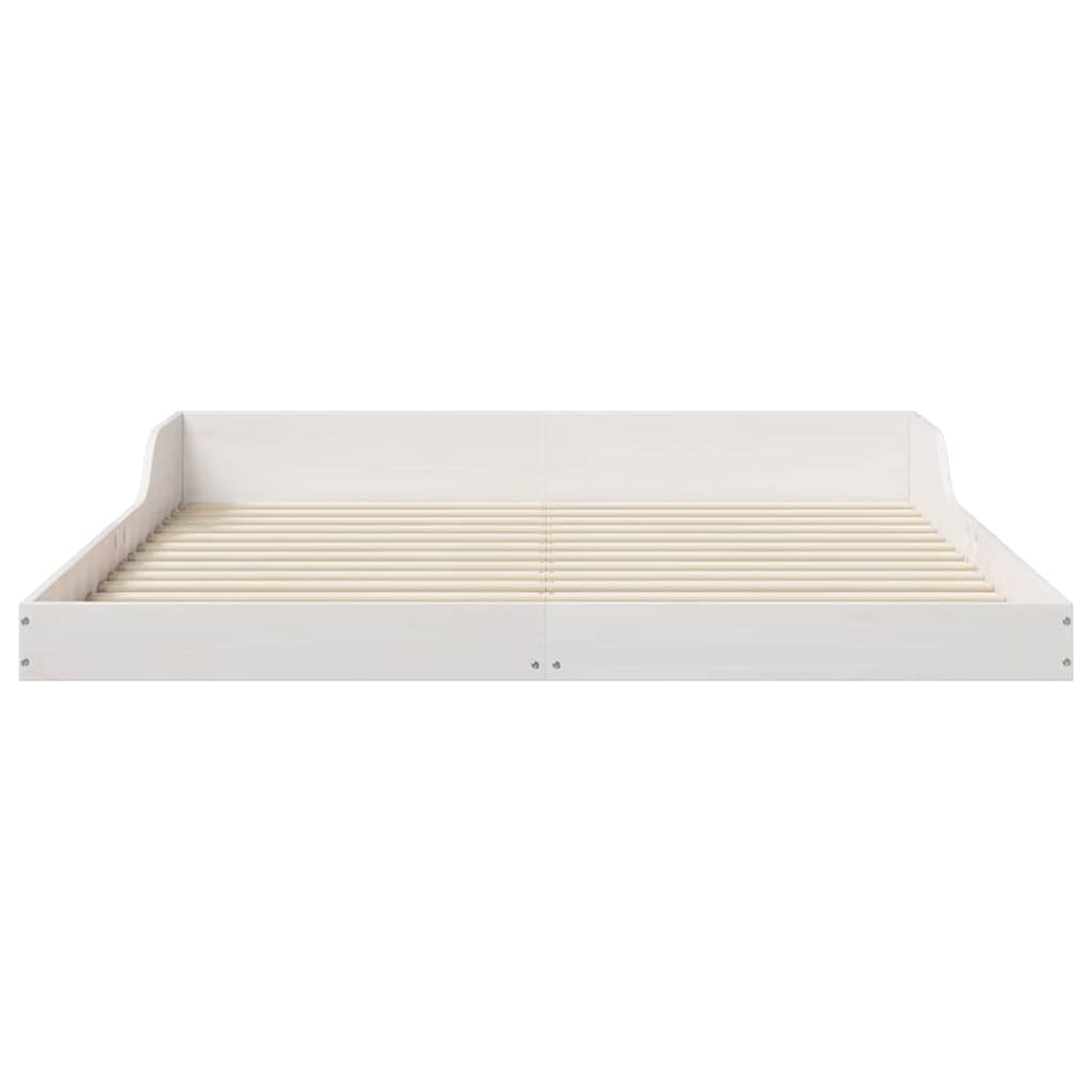 Bed Frame White 140 x 210 cm Solid Pine Wood