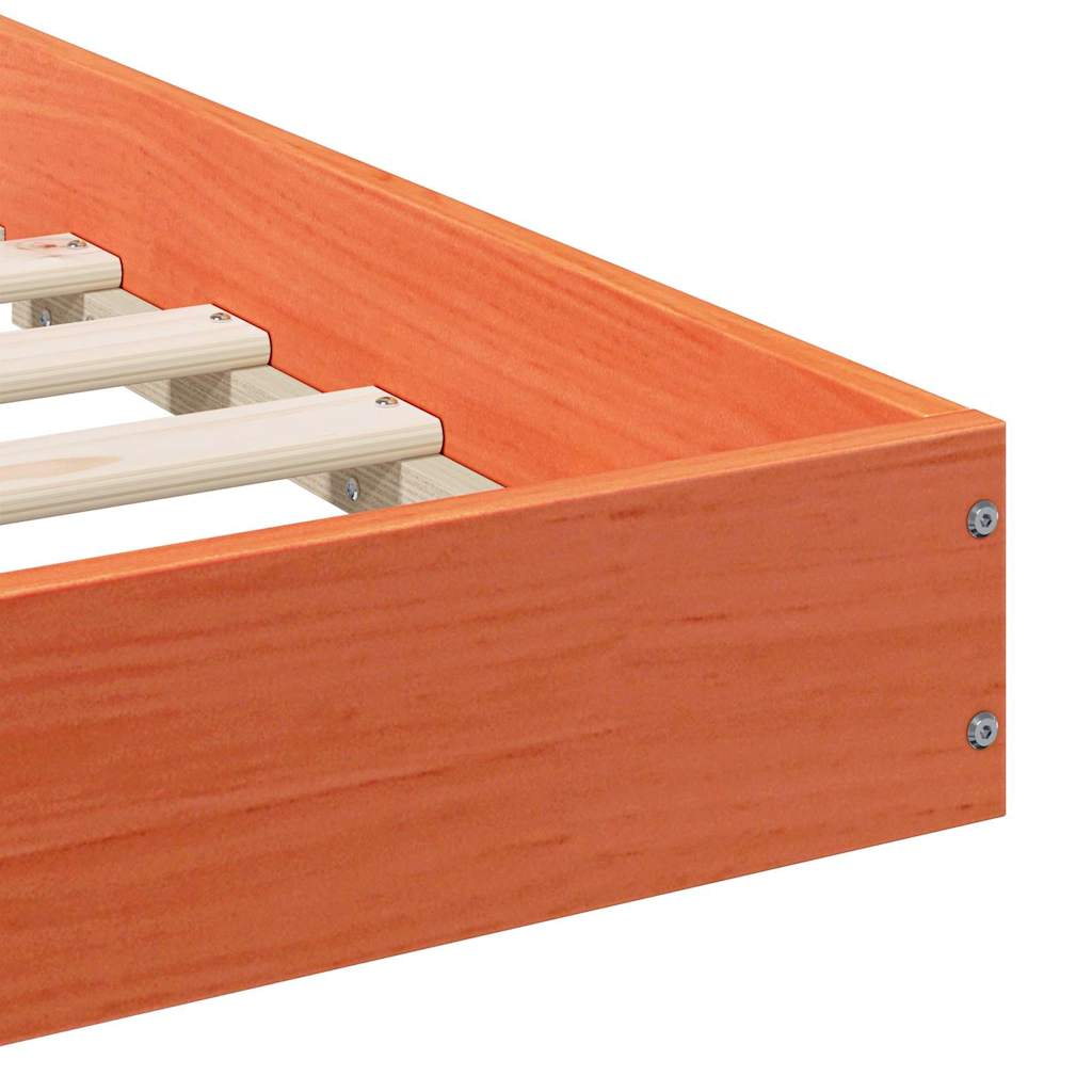 Bed Frame Wax Brown 160 x 210 cm Solid Pine Wood