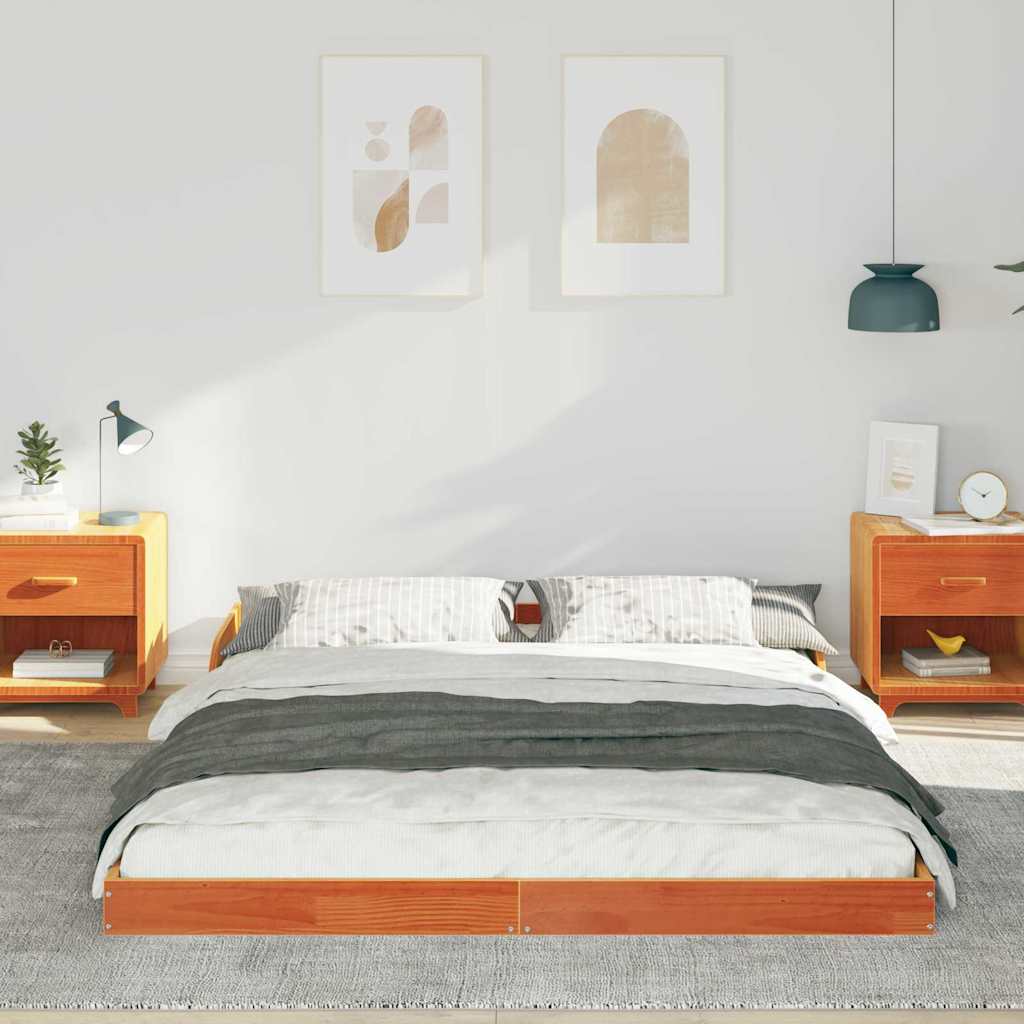 Bed Frame Wax Brown 160 x 210 cm Solid Pine Wood