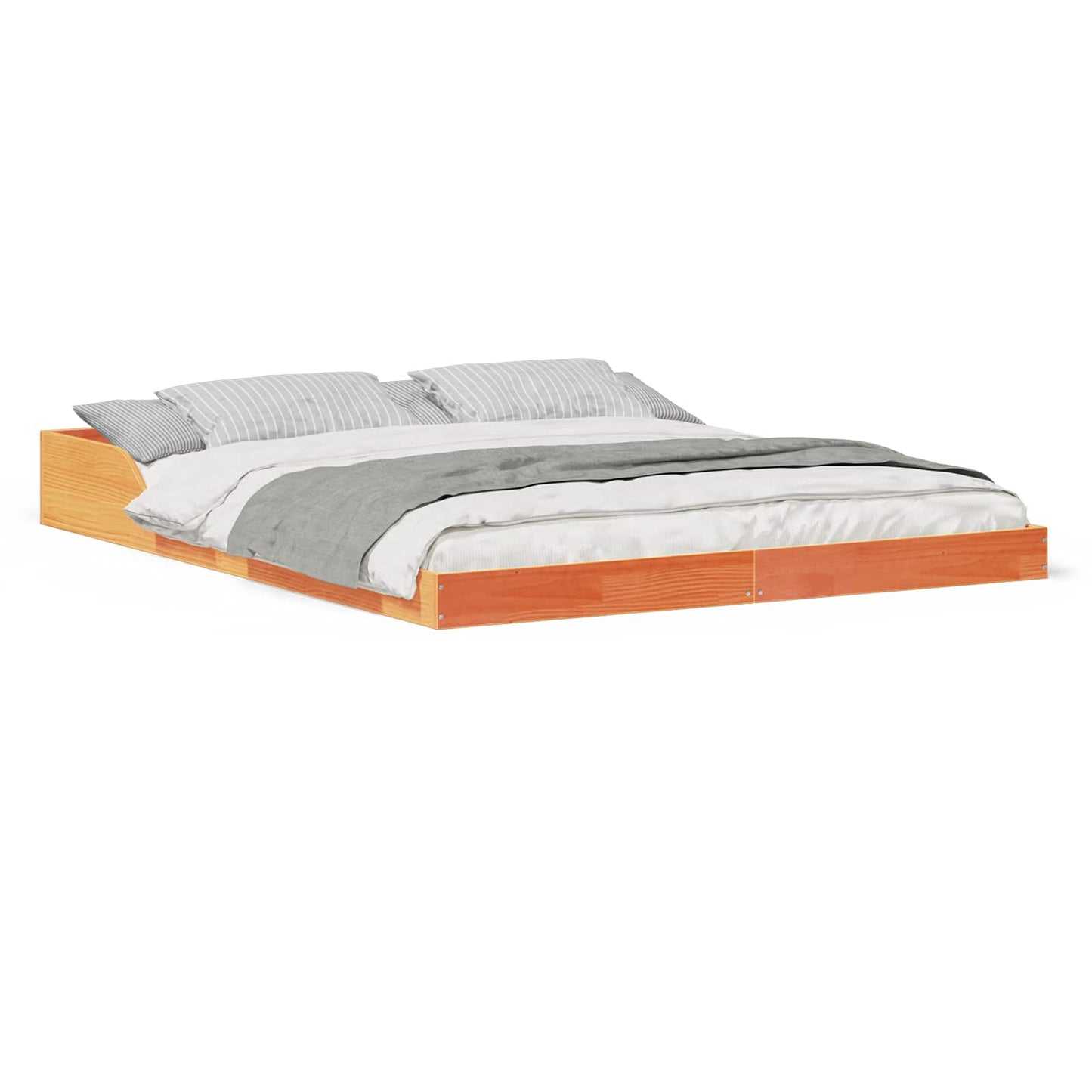 Bed Frame Wax Brown 160 x 210 cm Solid Pine Wood