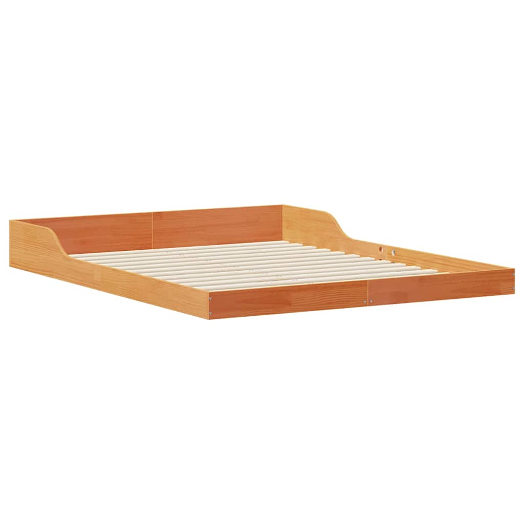 Bed Frame Wax Brown 160 x 210 cm Solid Pine Wood