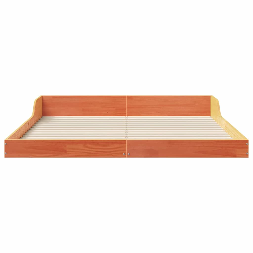 Bed Frame Wax Brown 160 x 210 cm Solid Pine Wood