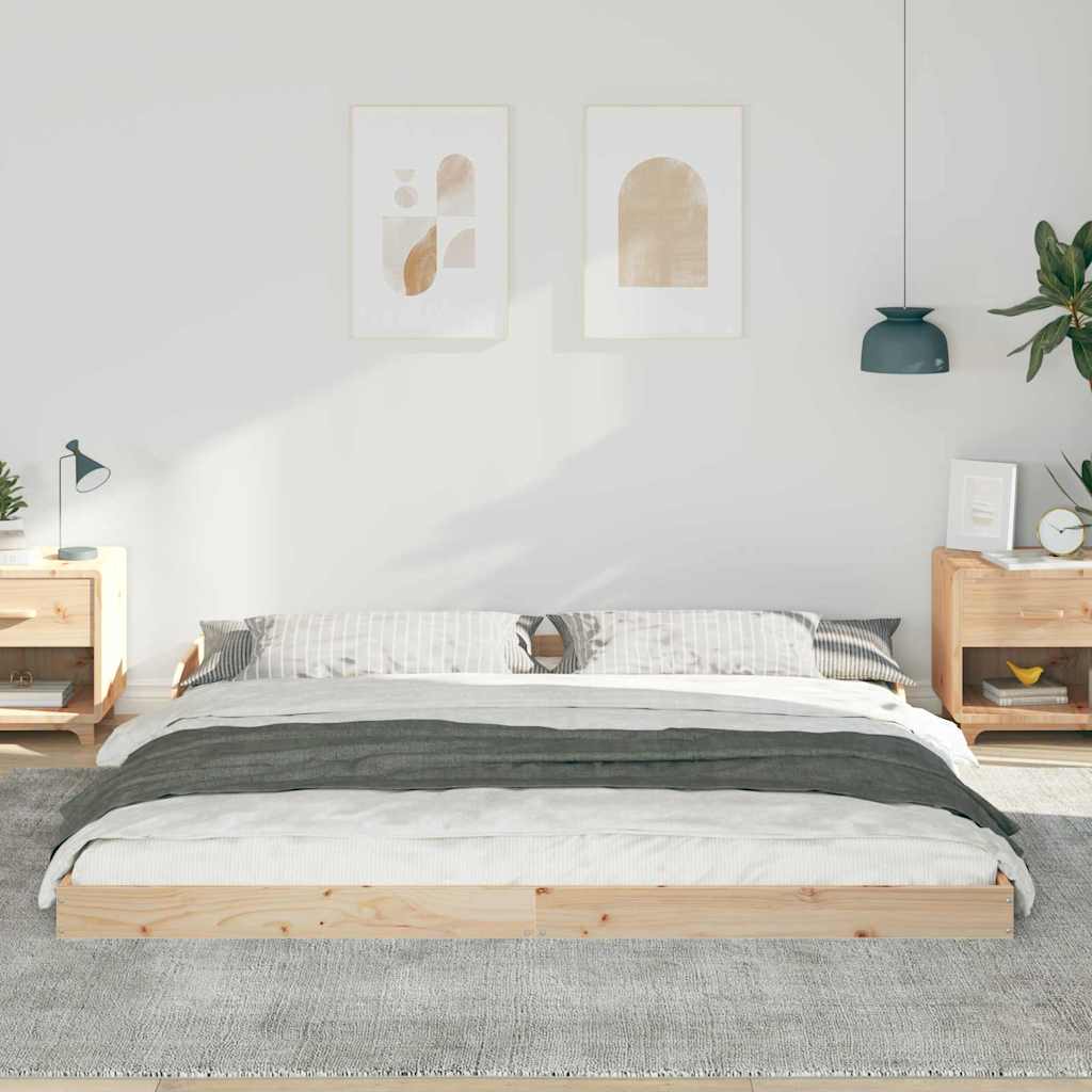Bed Frame Brown 200 x 210 cm Solid Pine Wood