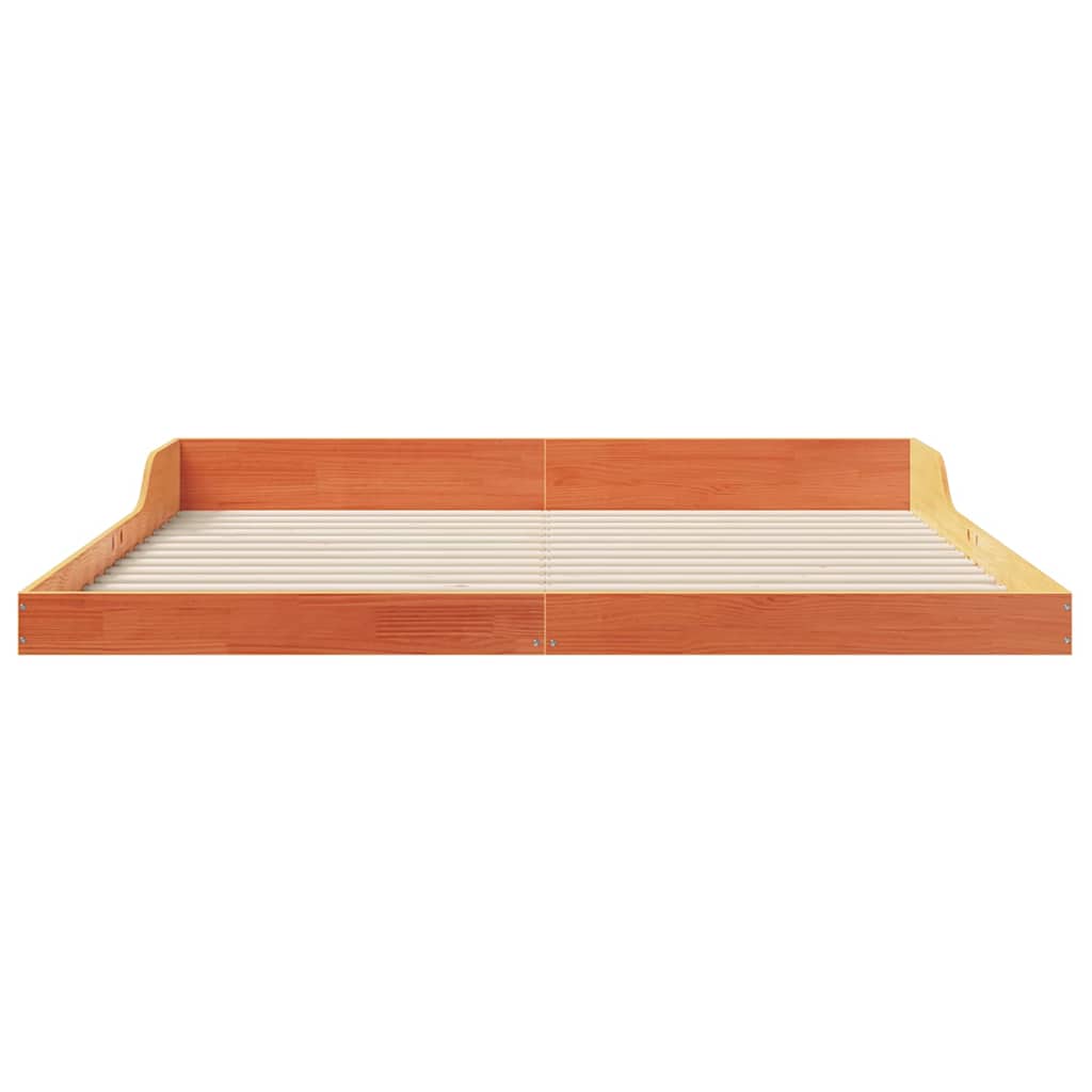 Bed Frame Wax Brown 200 x 210 cm Solid Pine Wood