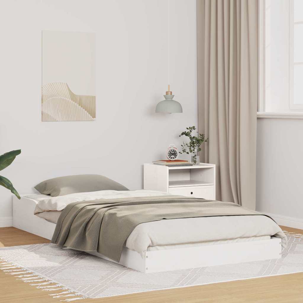 Bed Frame White 80 x 220 cm Solid Pine Wood