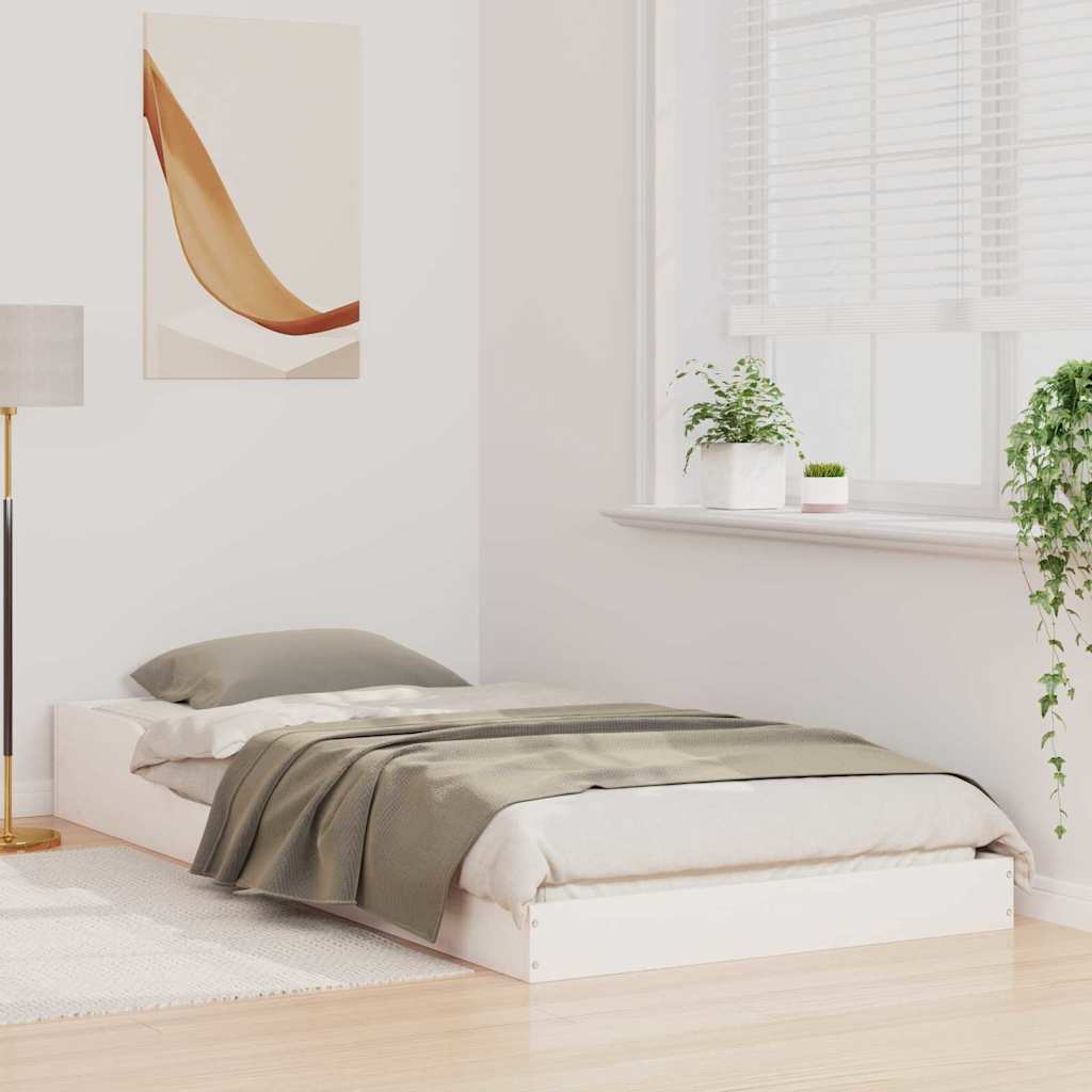 Bed Frame White 80 x 220 cm Solid Pine Wood
