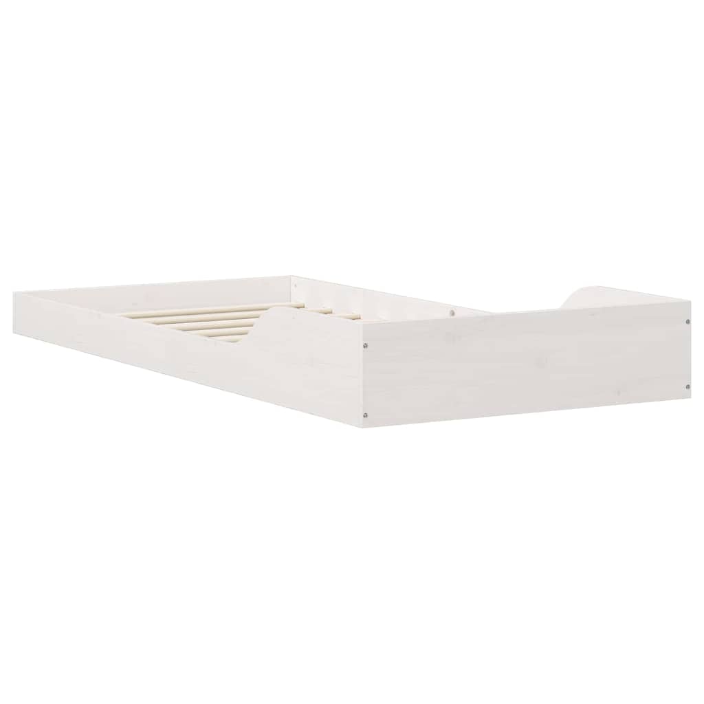 Bed Frame White 80 x 220 cm Solid Pine Wood