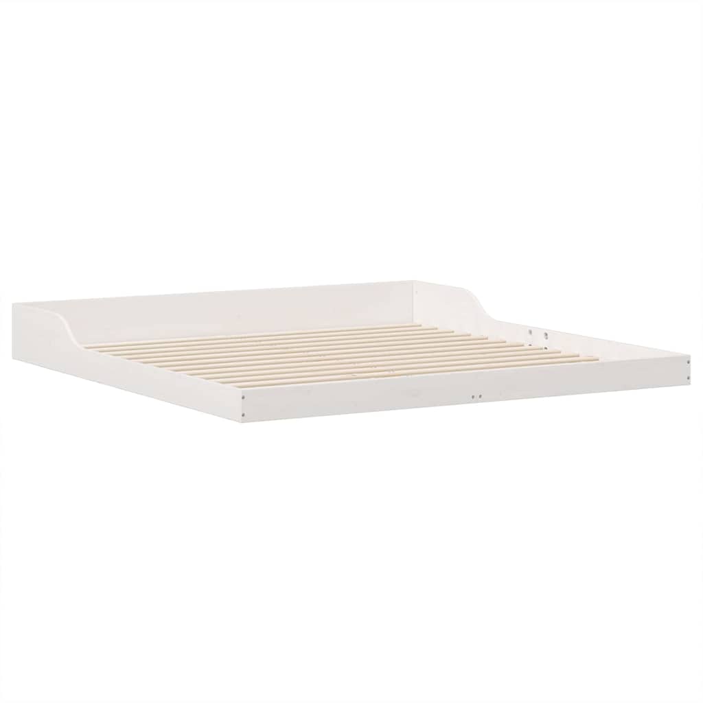 Bed Frame White 200 x 220 cm Solid Pine Wood
