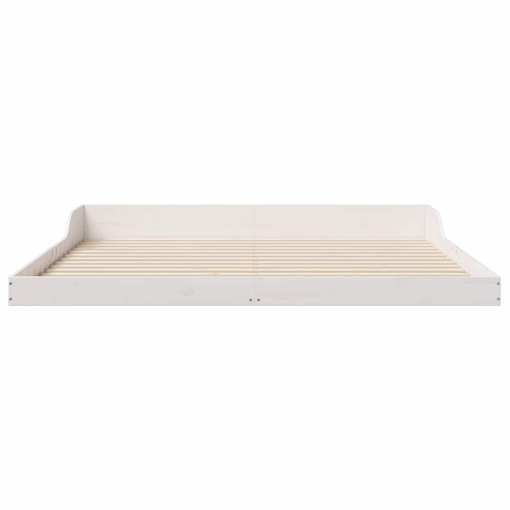 Bed Frame White 200 x 220 cm Solid Pine Wood