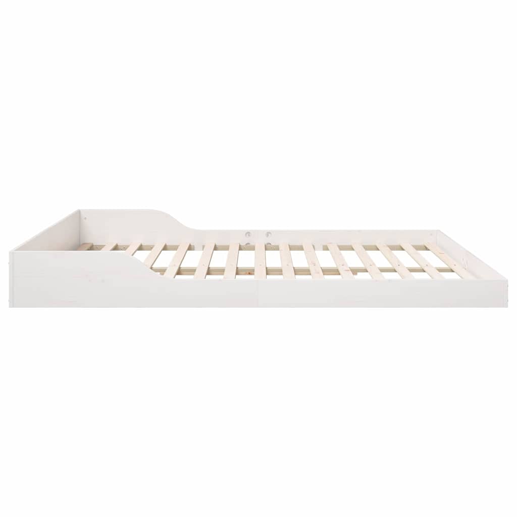 Bed Frame White 200 x 220 cm Solid Pine Wood