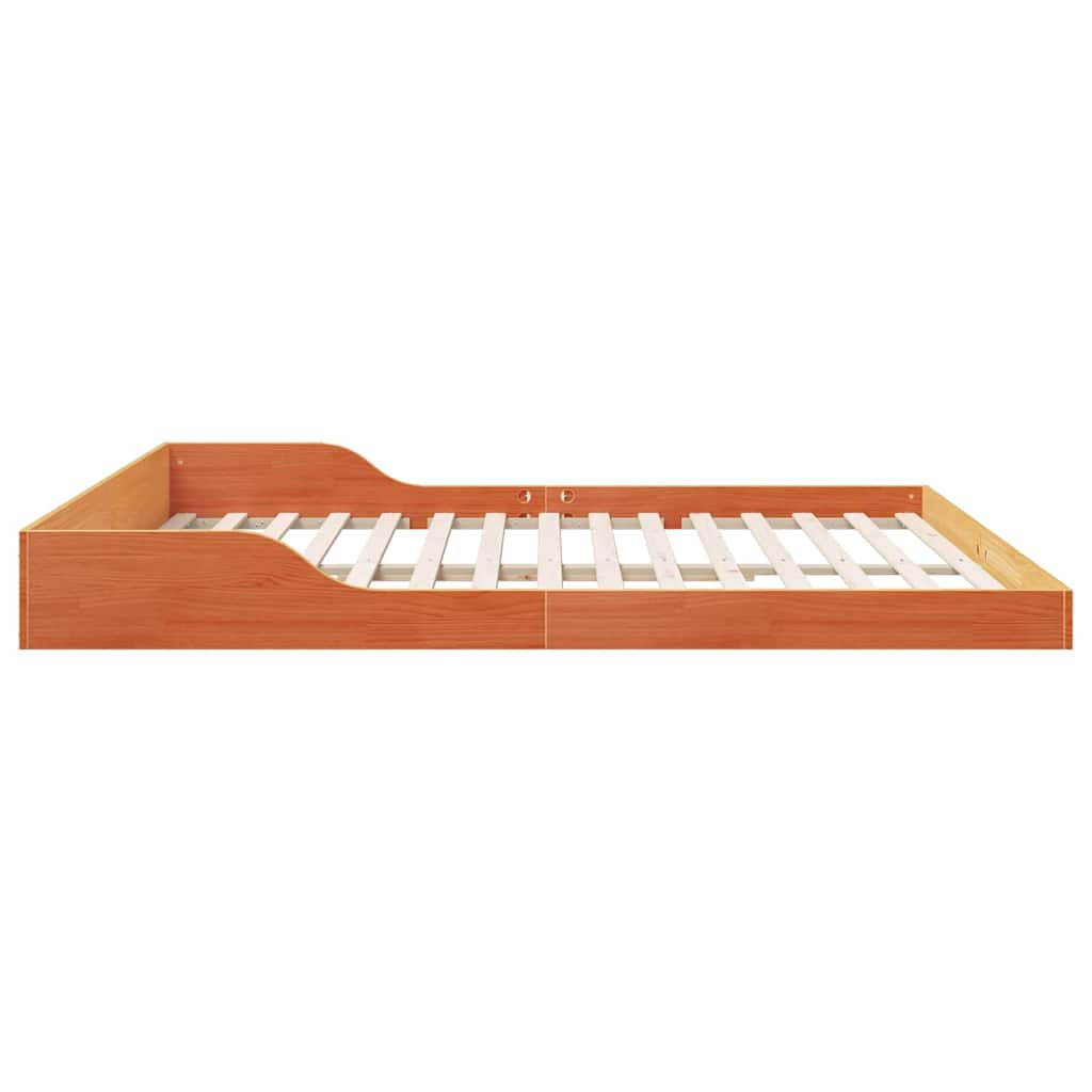 Bed Frame Wax Brown 200 x 220 cm Solid Pine Wood