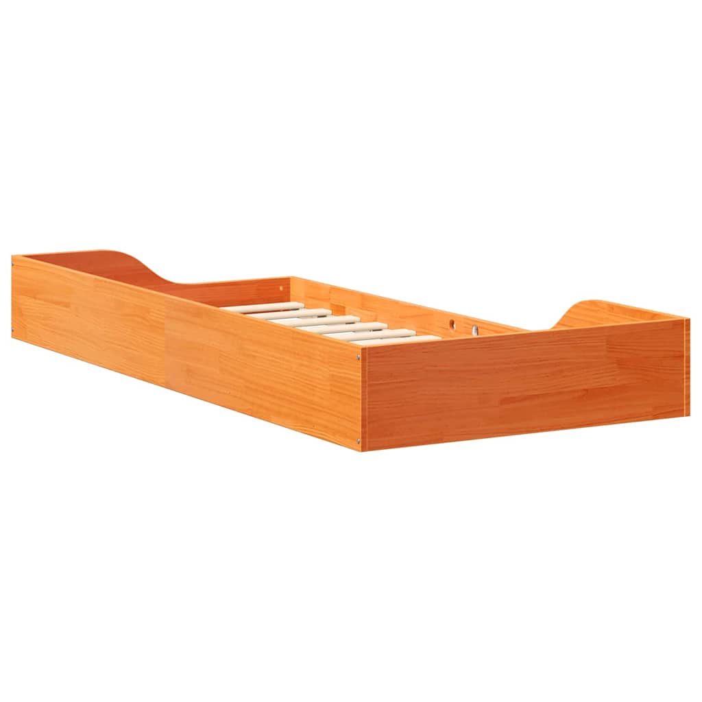Bed Frame Wax Brown 100 x 200 cm Solid Pine Wood