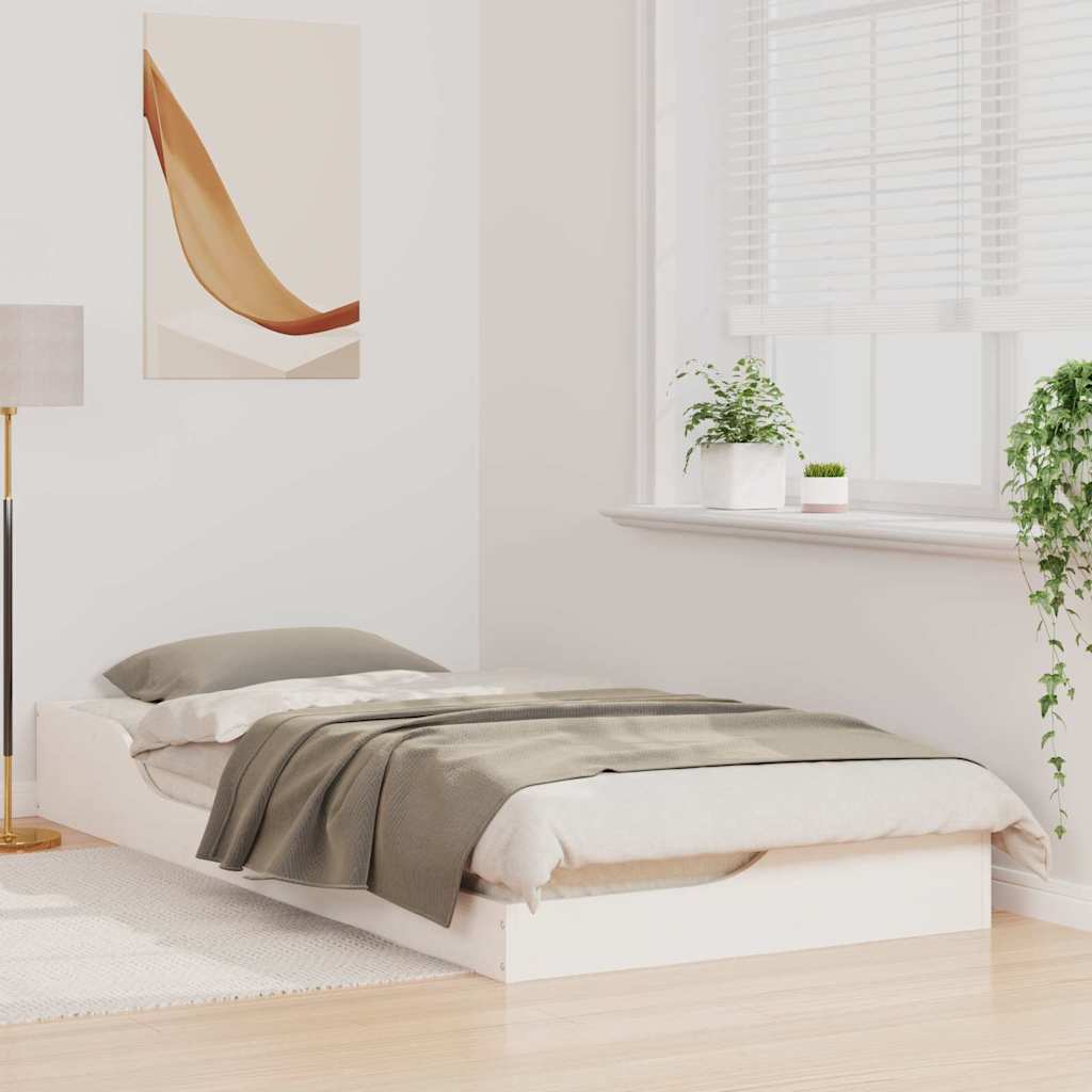 Bed Frame White 90 x 200 cm Solid Pine Wood