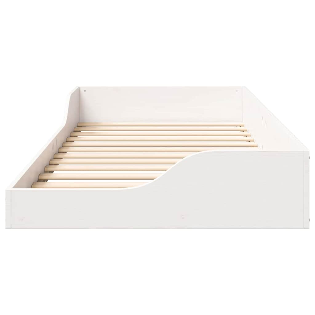 Bed Frame White 90 x 200 cm Solid Pine Wood