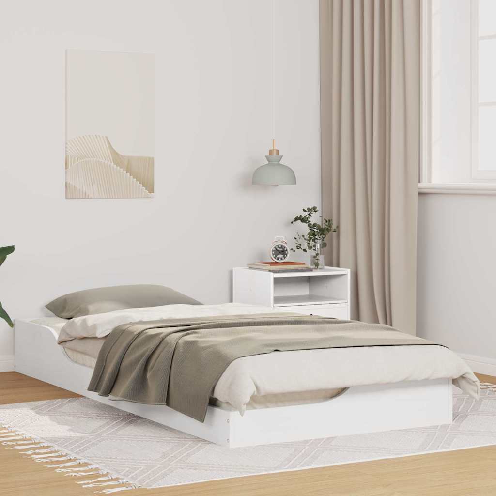 Bed Frame White 80 x 200 cm Solid Pine Wood