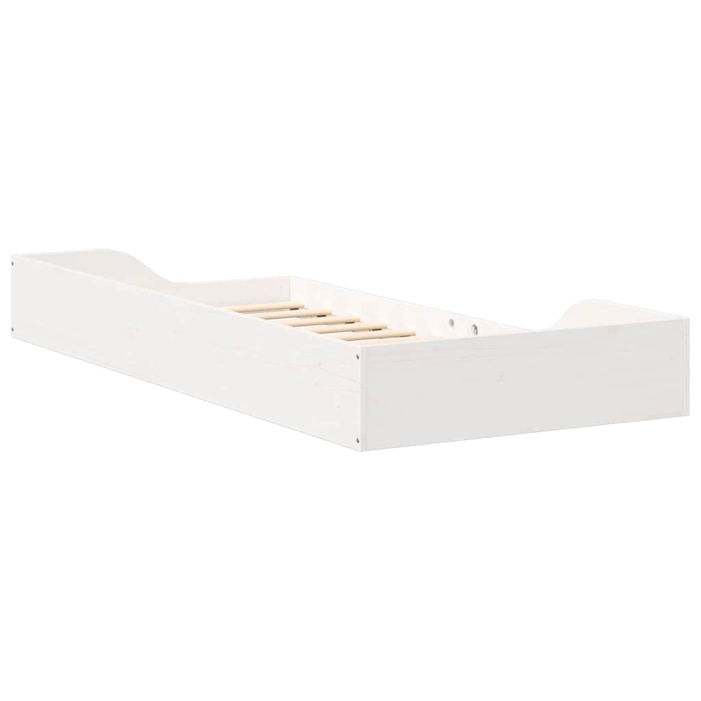 Bed Frame White 80 x 200 cm Solid Pine Wood