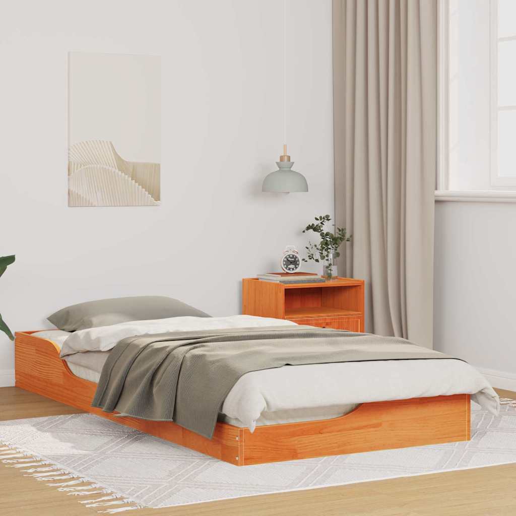 Bed Frame Wax Brown 80 x 200 cm Solid Pine Wood
