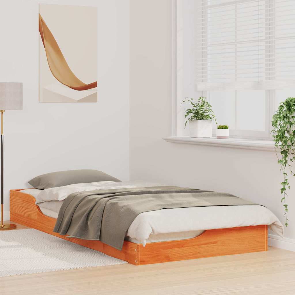 Bed Frame Wax Brown 80 x 200 cm Solid Pine Wood