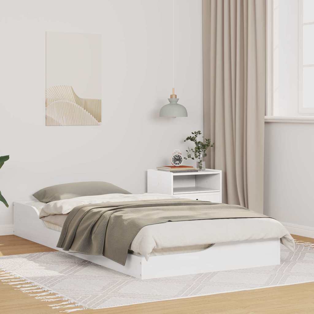 Bed Frame White 90 x 190 cm Solid Pine Wood
