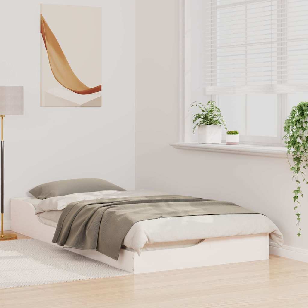 Bed Frame White 90 x 190 cm Solid Pine Wood