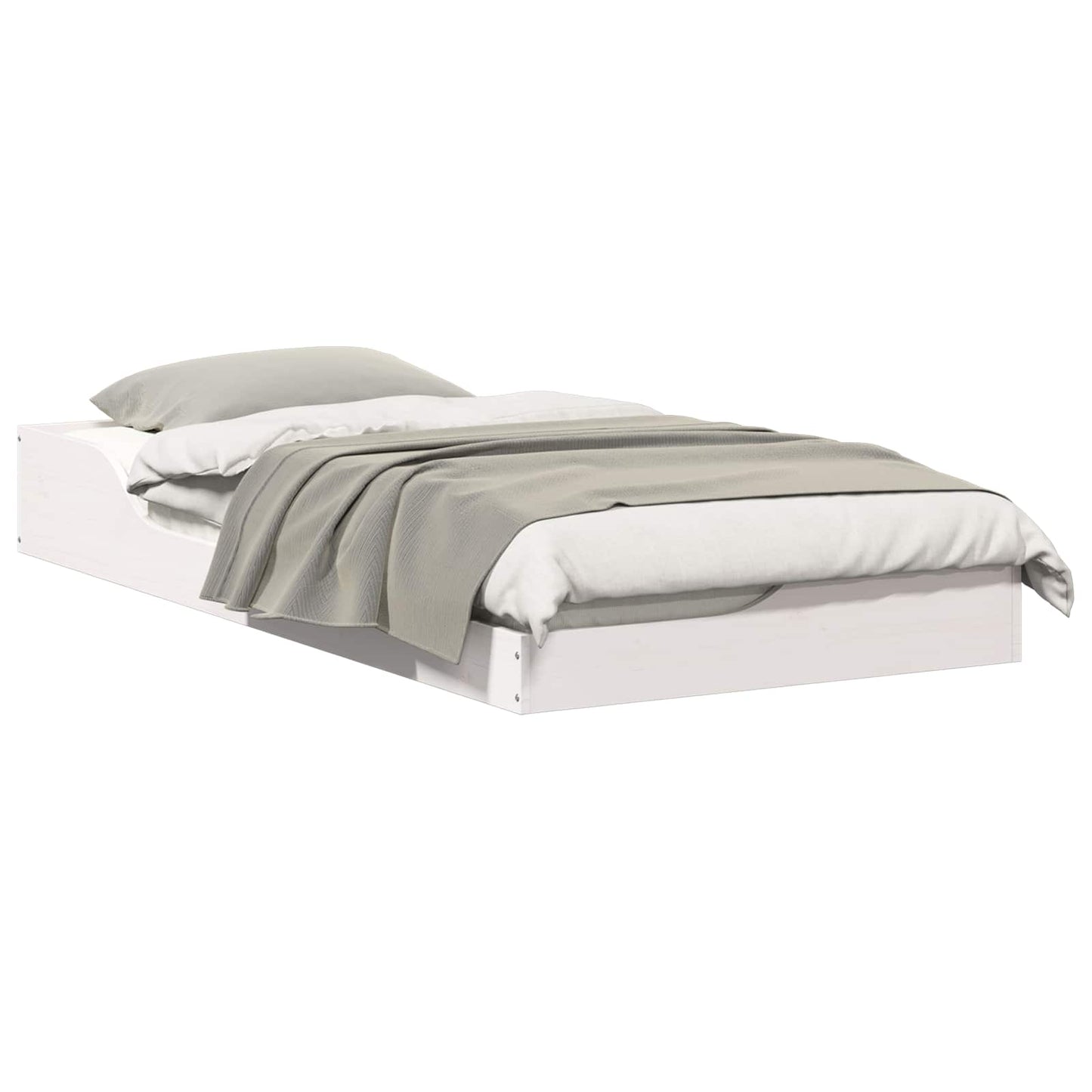 Bed Frame White 90 x 190 cm Solid Pine Wood