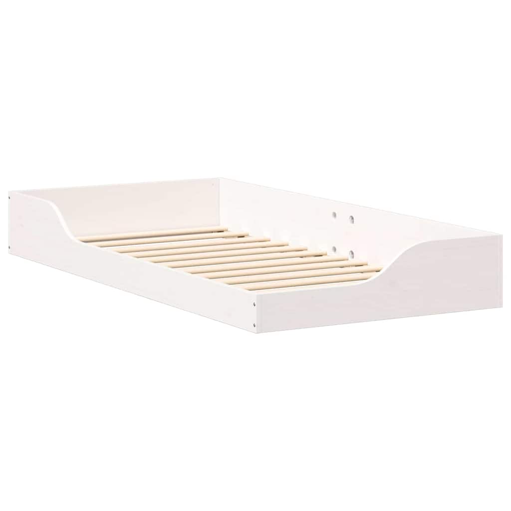 Bed Frame White 90 x 190 cm Solid Pine Wood