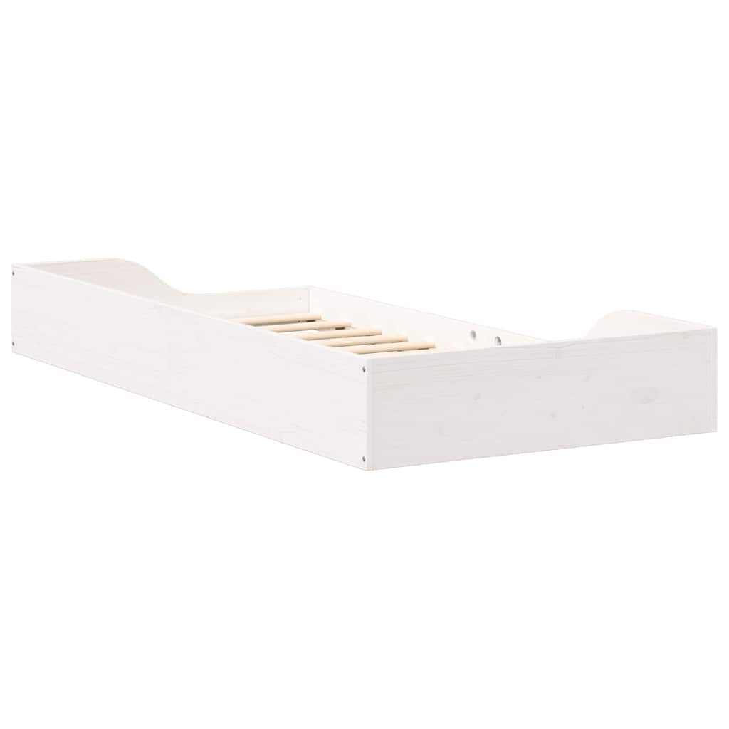 Bed Frame White 90 x 190 cm Solid Pine Wood