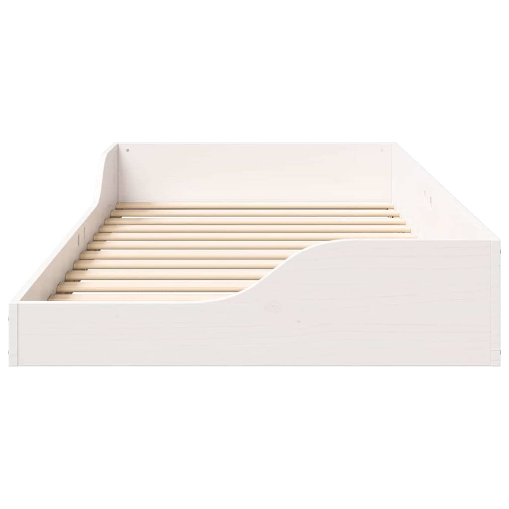 Bed Frame White 90 x 190 cm Solid Pine Wood