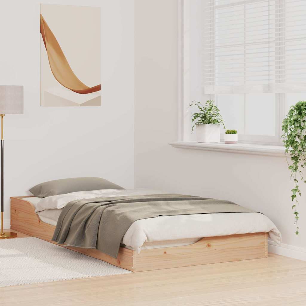 Bed Frame Brown 75 x 190 cm Solid Pine Wood