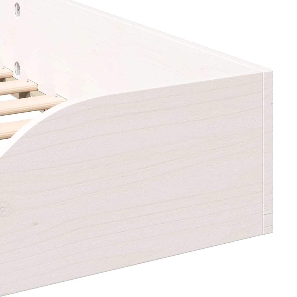 Bed Frame White 75 x 190 cm Solid Pine Wood