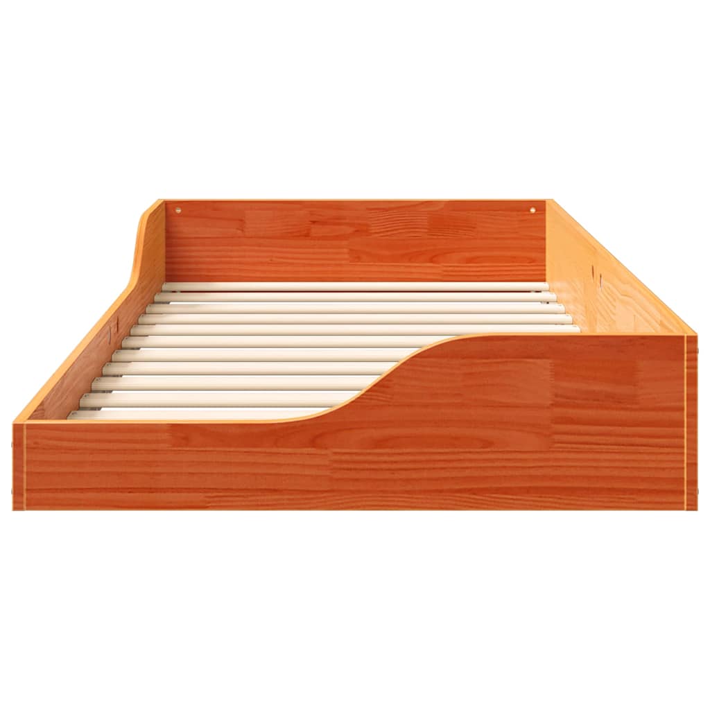 Bed Frame Wax Brown 75 x 190 cm Solid Pine Wood