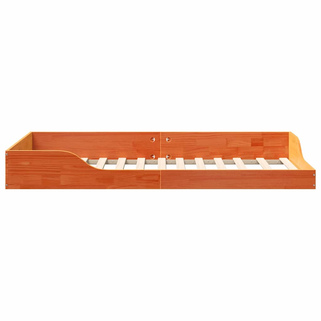 Bed Frame Wax Brown 75 x 190 cm Solid Pine Wood