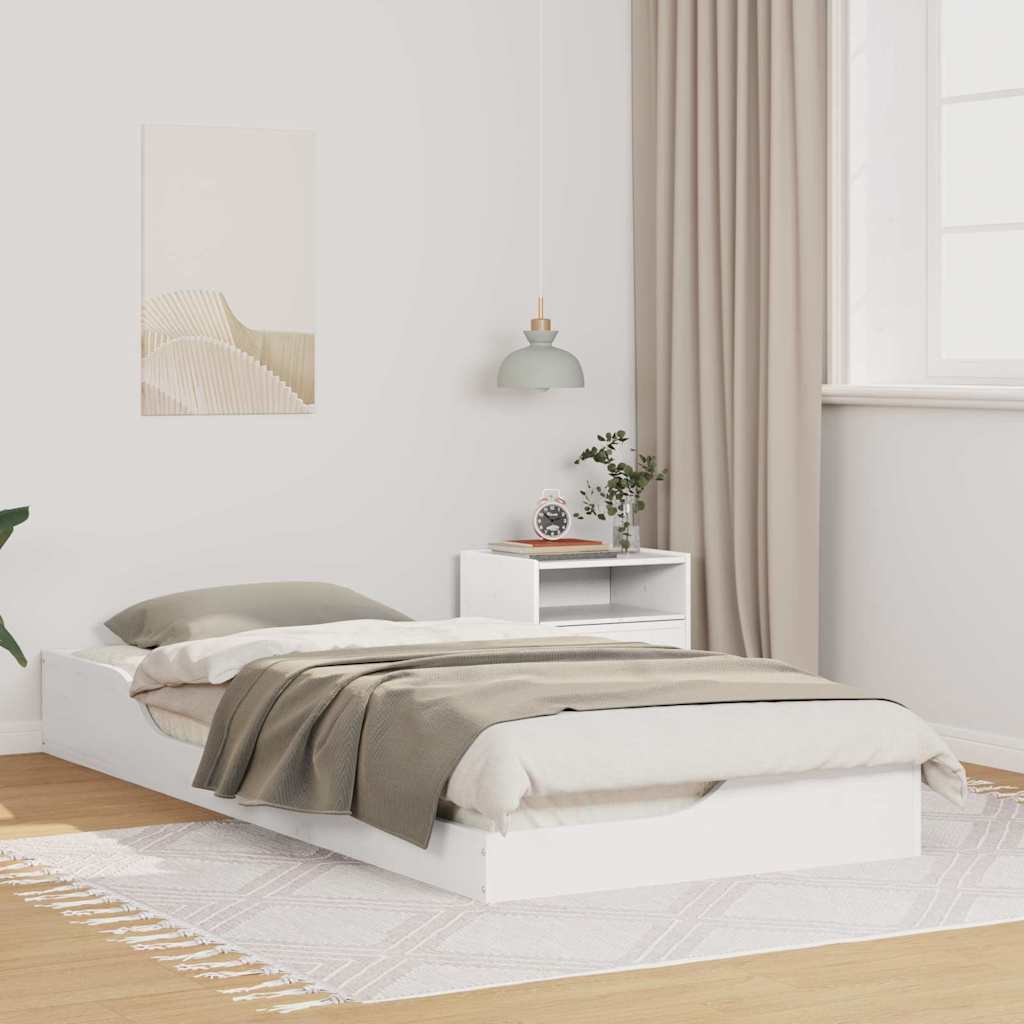Bed Frame White 80 x 210 cm Solid Pine Wood
