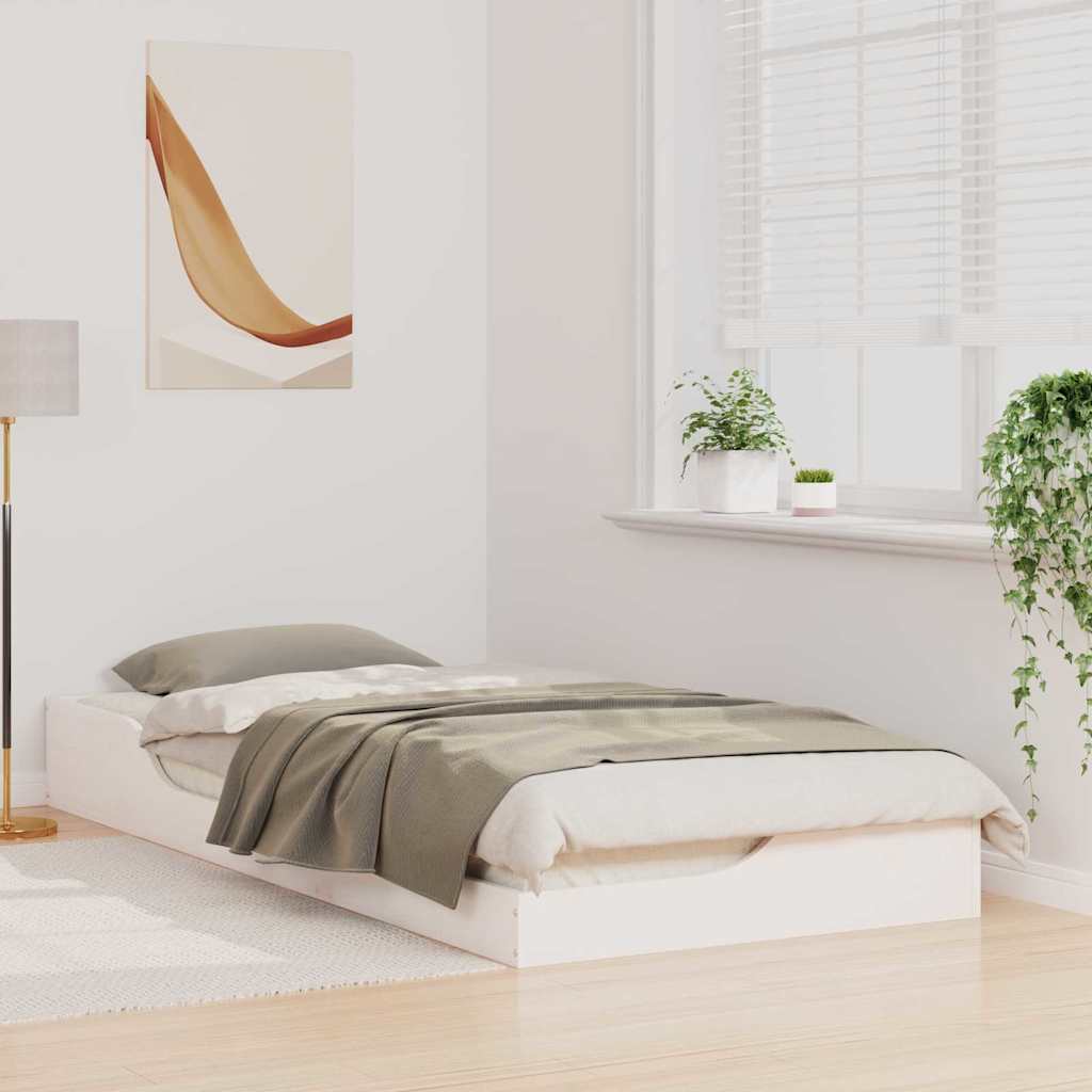 Bed Frame White 80 x 210 cm Solid Pine Wood