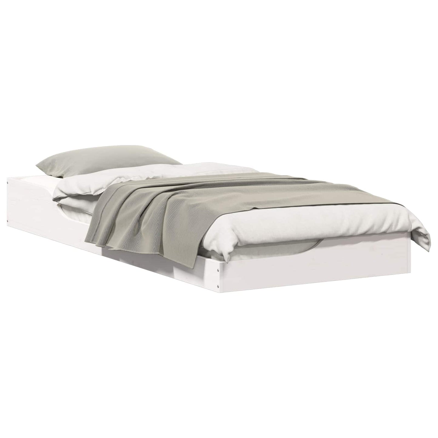 Bed Frame White 80 x 210 cm Solid Pine Wood