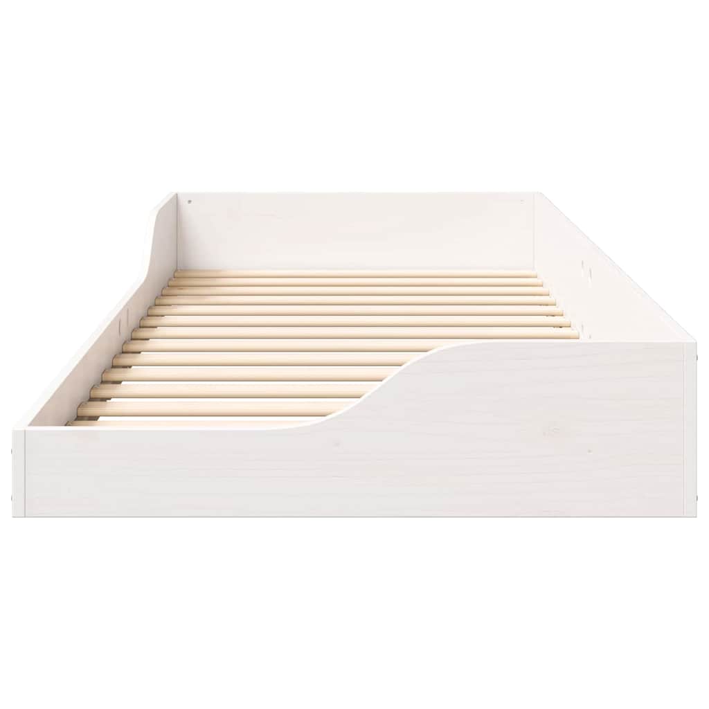 Bed Frame White 80 x 210 cm Solid Pine Wood
